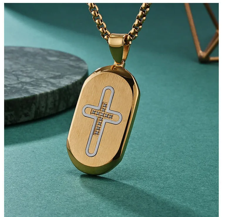 アクセサリー 2 Cross Necklace with23 10k Inside23_kk iJewelry2 Gold-tone Dusse Double Cross Pendant Box Chain