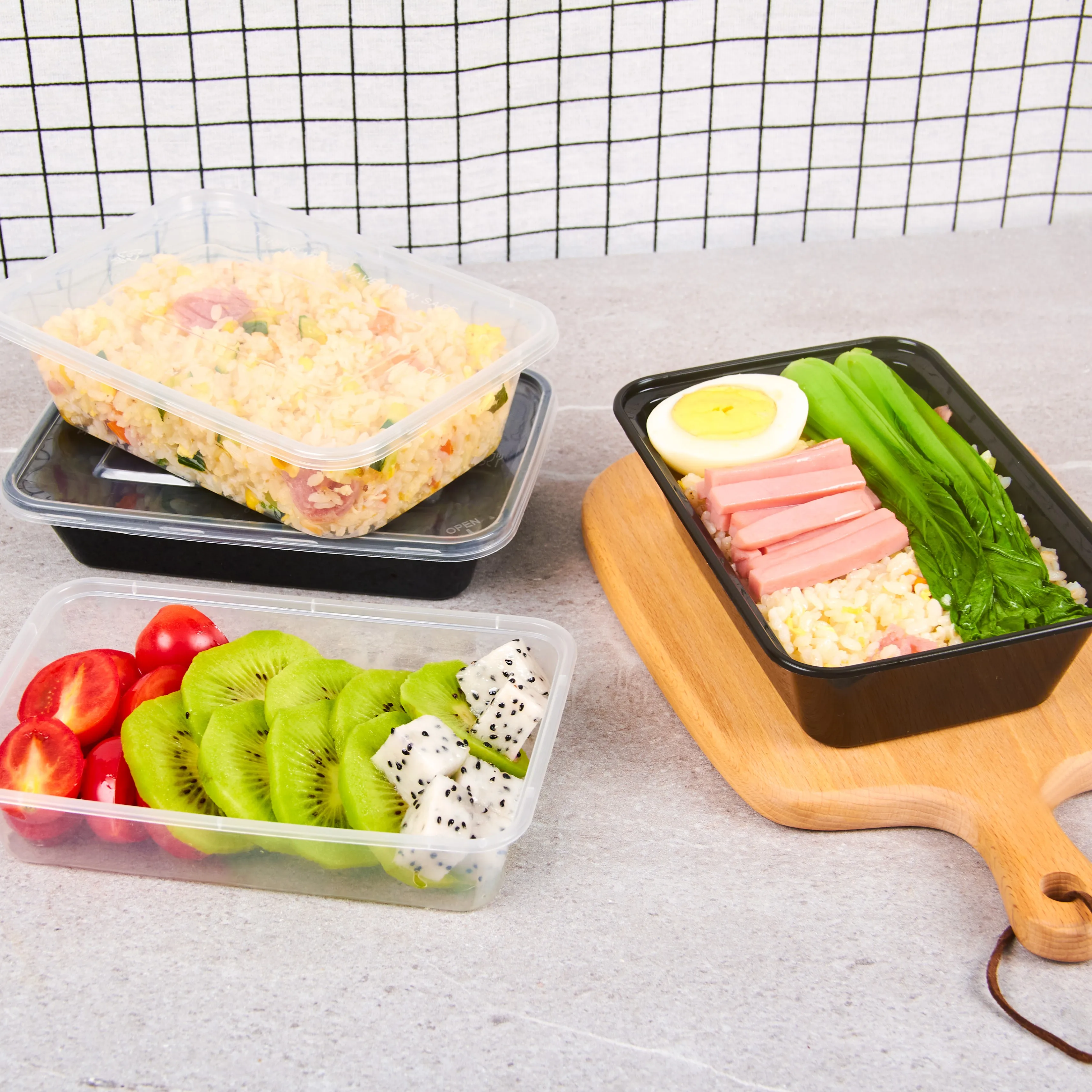 Disposable 4 Compartment Plastic Take Away Bento Lunch Box Food