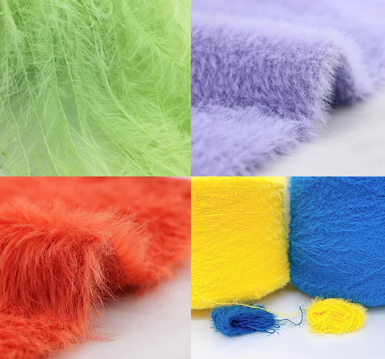 Multi Colors Weaving Imitation Mink Yarn Crystal Curly Custom Long Hair Soft Feather Yarn Blanket Knitting 100% Nylon Fancy Yarn