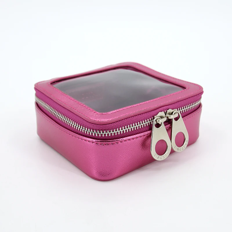Liten vannavvisende klar PVC-kosmetikkpose tilpasset sminkelomme PU reise mini mode plastisk sminkpose med glidelås
