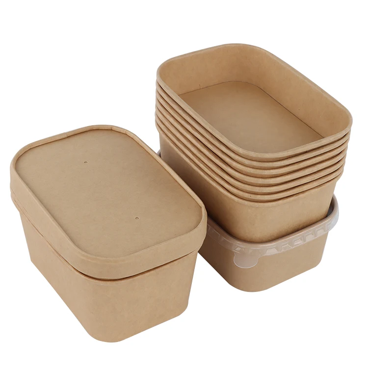 HIgh quality custom disposable eco friendly brown paper food packing container