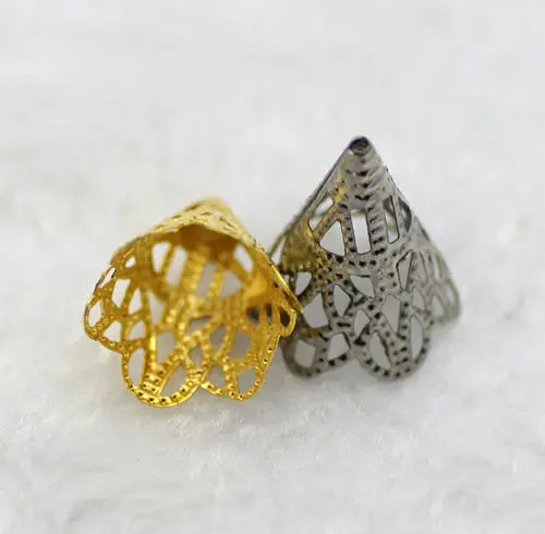 Wholesale DIY Jewelry Making Supplies Custom Cone Shape Iron Bead Cap Metal Flower Trumpet End Caps