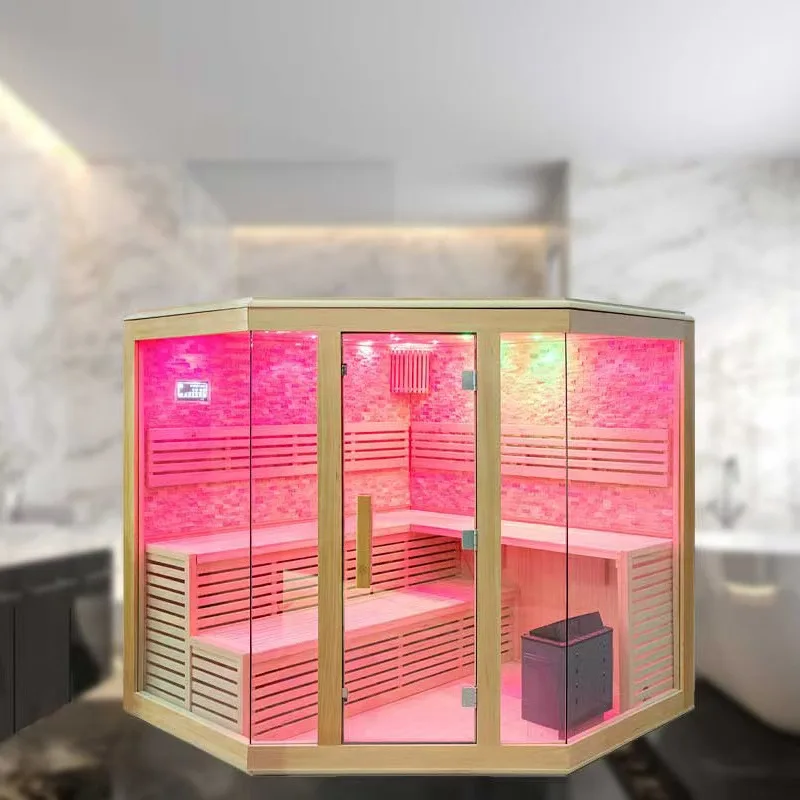 Modern Design Mini Infrared Sauna Room Solid Hemlock Wood Indoor Massage Hidden Cam for Apartment Use