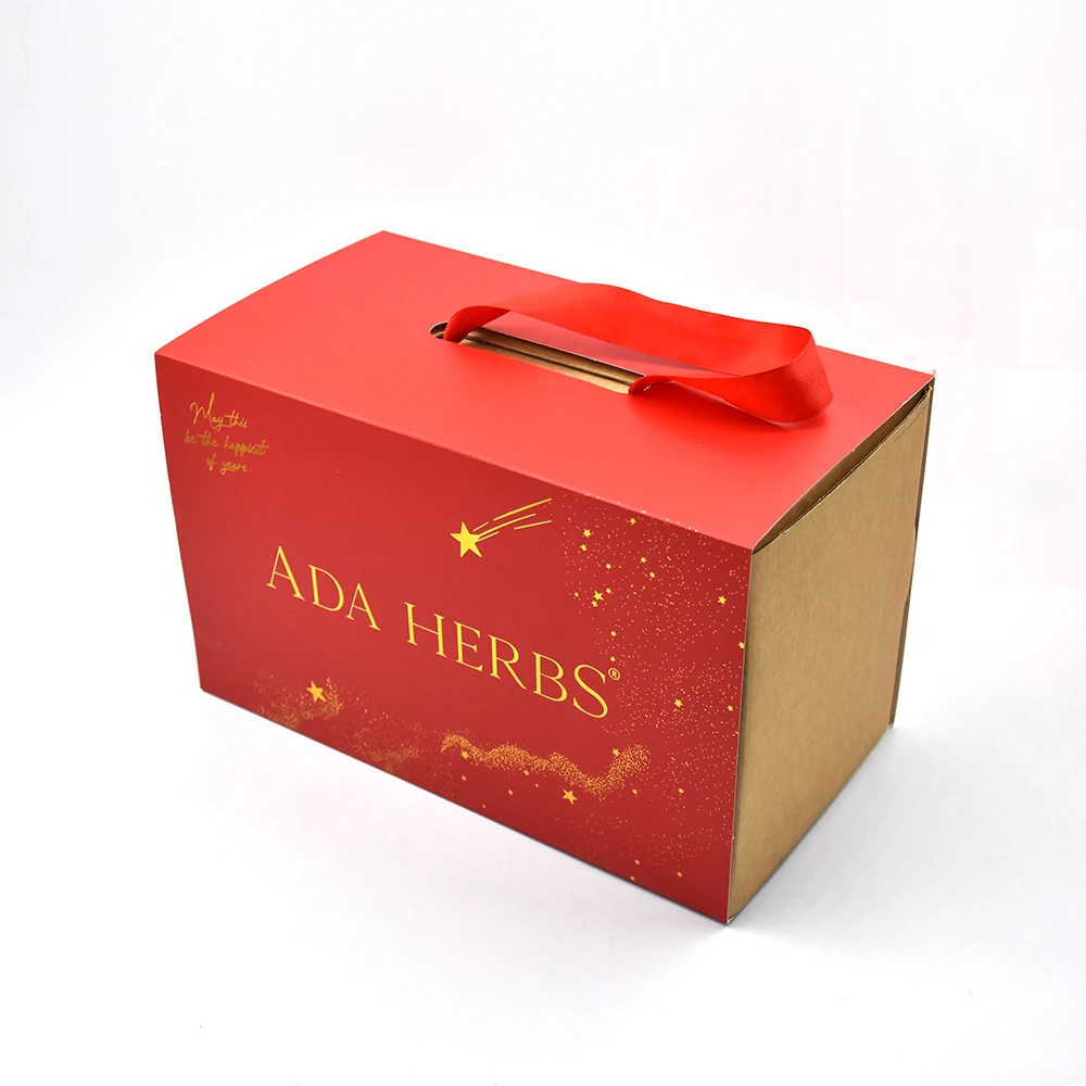 Custom Printed Recyclable Luxury Gift Packing Box with Ribbon Handle 500 Pieces MOQ