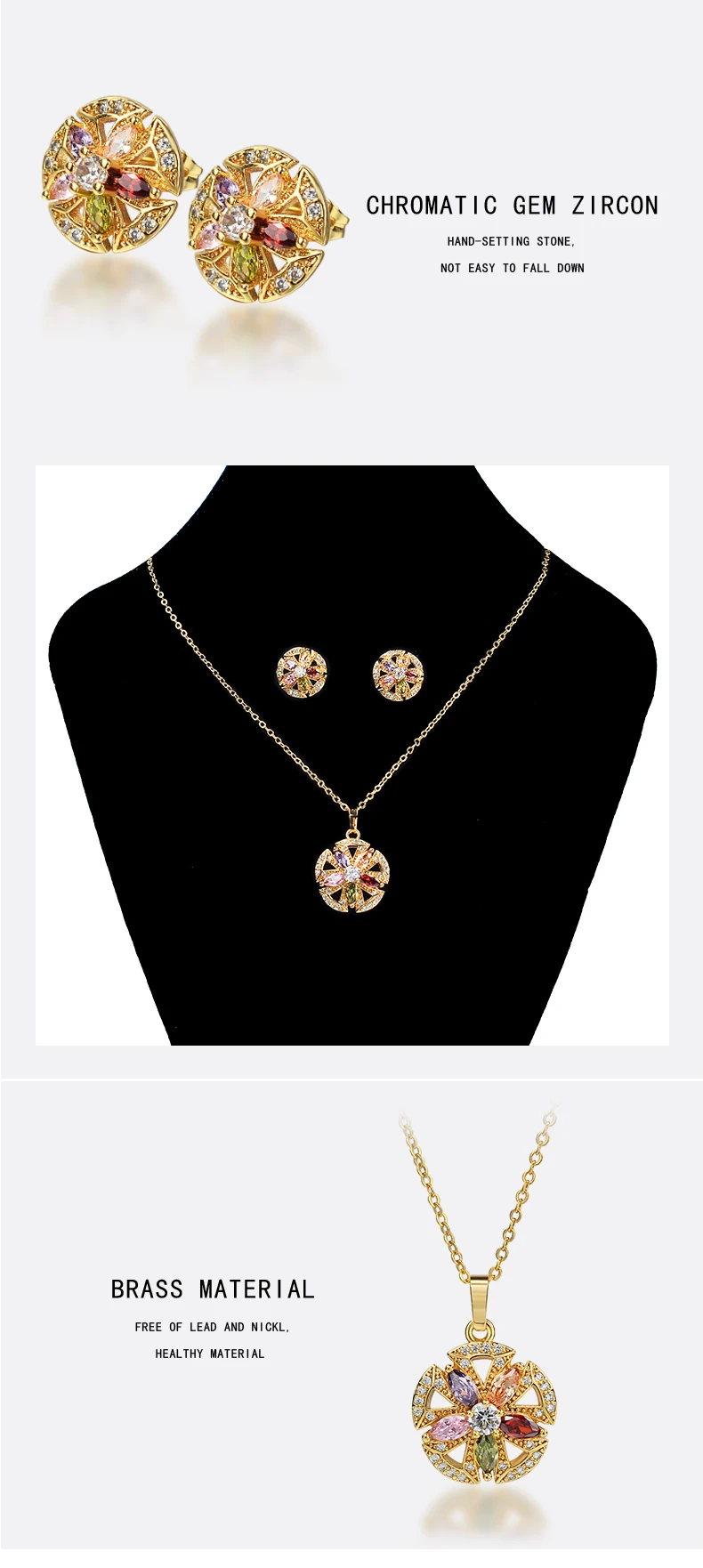 Fashion Jewelry Set Zircon Jewelry Sets Women Platinum Plated Necklace