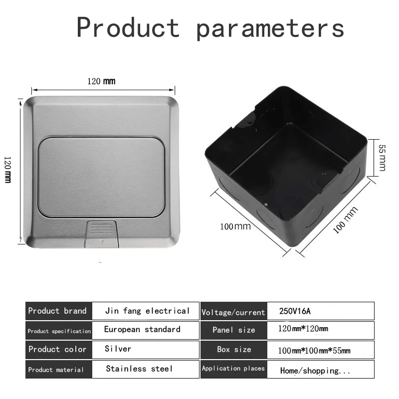Electrical Power Floor Socket network socket information box  UK standard stainless steel Pop-up Floor Ground Outlet Socket