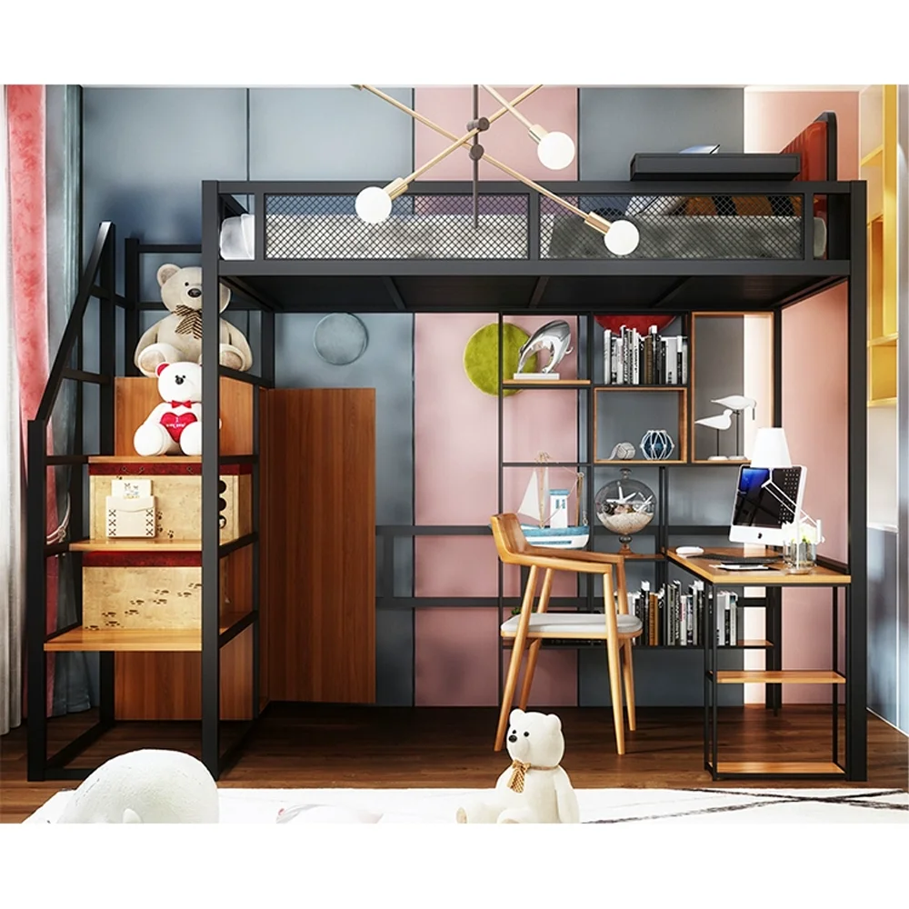 2023 Adults Metal Bed Factory Wholesale Hotsale Metal Queen Loft Bed