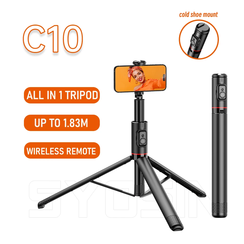 Moman Selfie Stick Stativ Q12S - Mit LED-Licht, 77 Cm Aluminium Für Smartphones