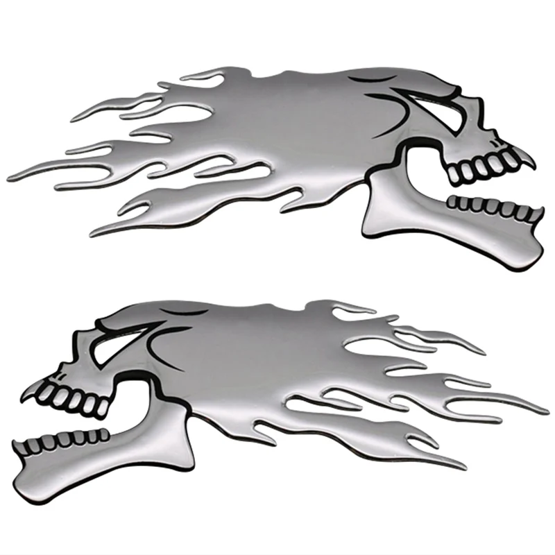 3D Chrome Ghost Skull Head Auto Motorcycle Car Sticker Emblem Decals
