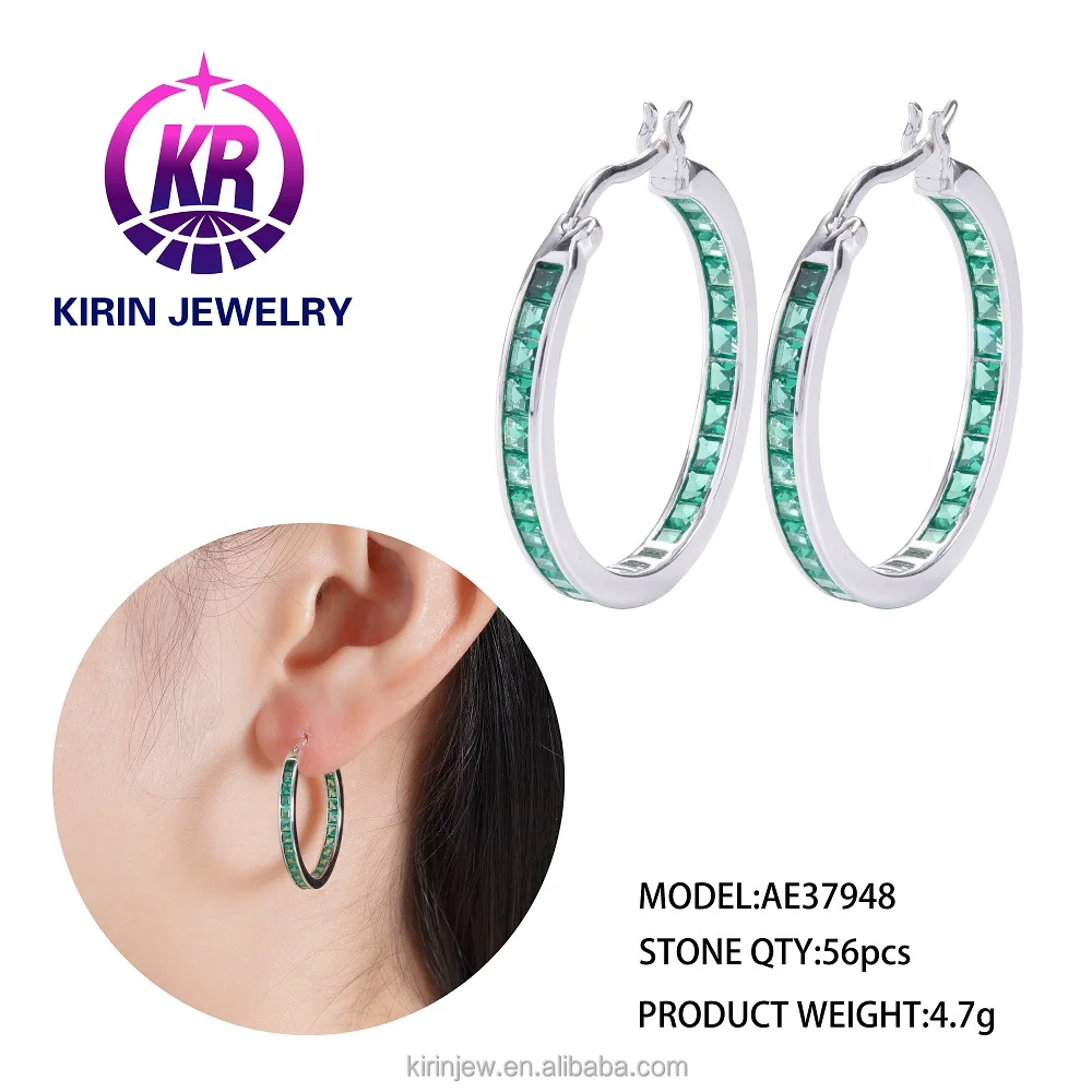 Wholesale Fashion Hoop Earrings Cheap 925 Sterling Silver Earings Set Rainbow Earrings for Women