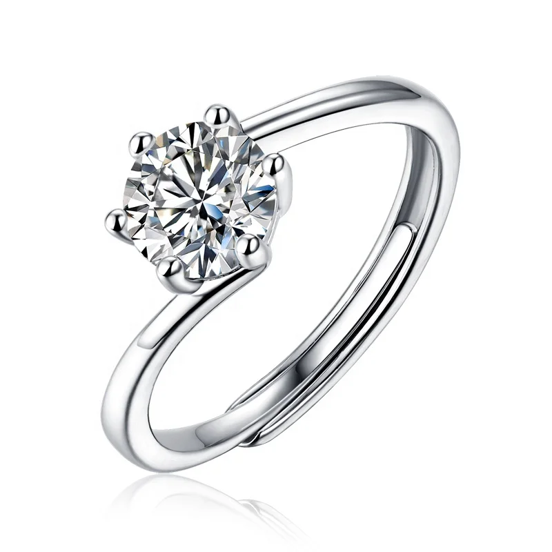 HMOIS costom adjustable crystal ring jewelry women fashion silver 1.0ct moissanite eternity ring