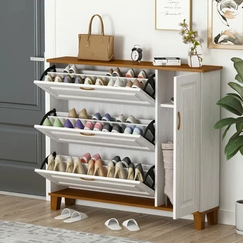 Modern Wood Flip Down Shoe Rack Cabinet,Shoe Storage Organizer Cabinet ...