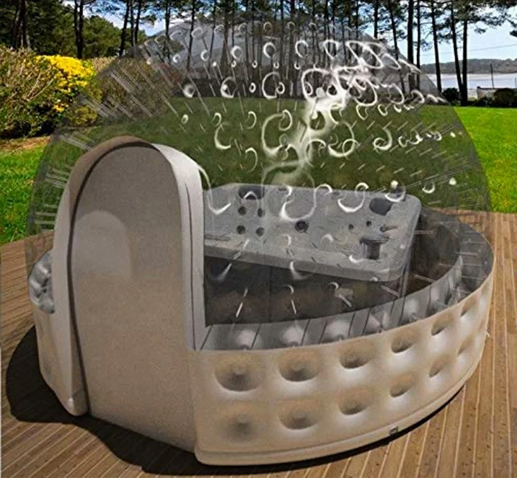 Dôme gonflable en PVC transparent pour spa, igloo solaire pour