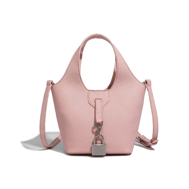 2024 new fashion lychee grain vegetable basket bucket casual soft leather handbag texture single shoulder crossbody bag
