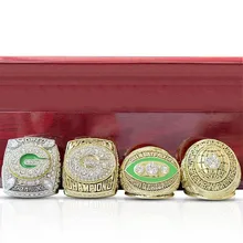 Custom NFL Green Bay Packers Football Championship Ring 4 Sets 1966 1967 1996 2010 Men's Wholesale Jewelry Gift Box Set