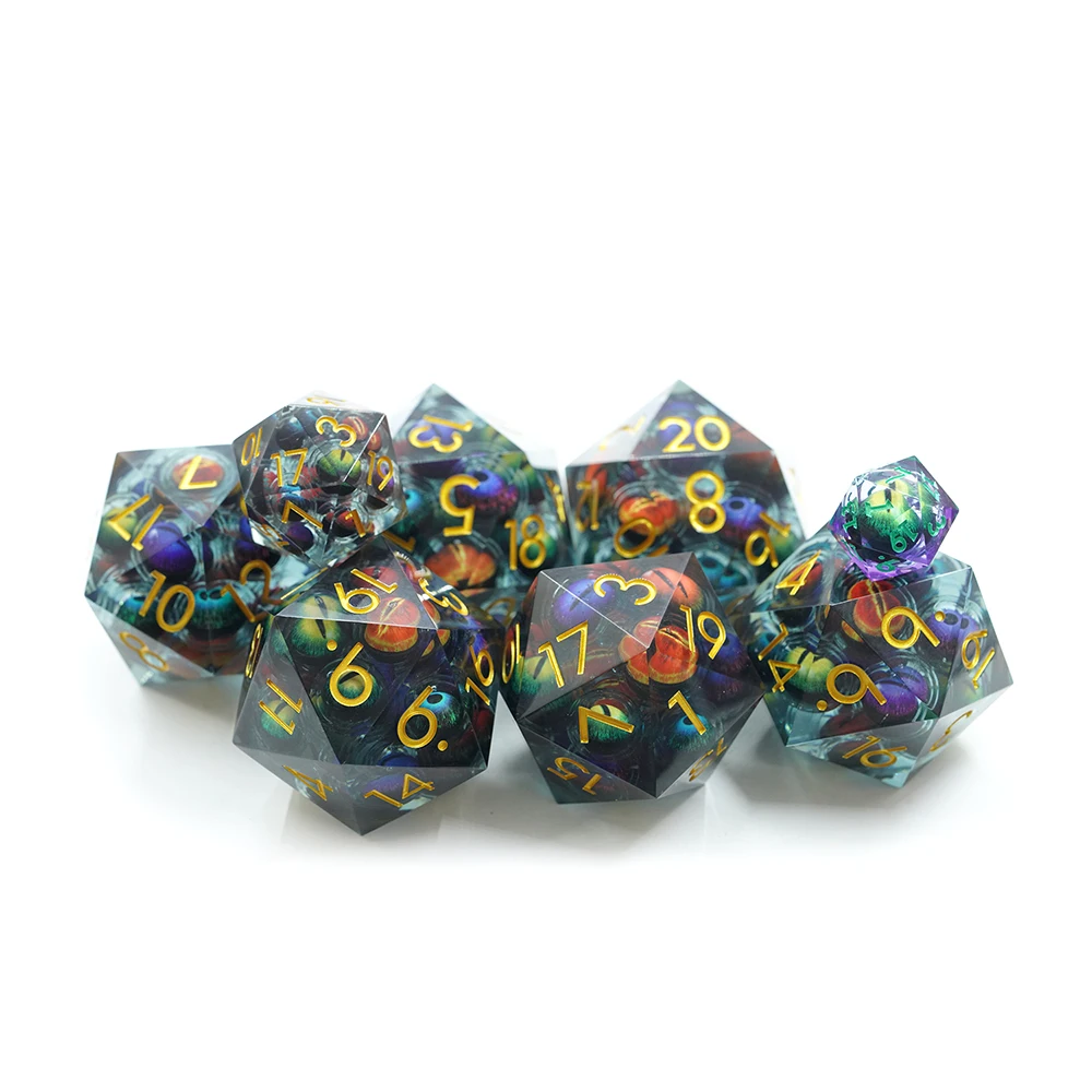 Yushun Fabricat a mida DND D20 Daus de resina de 50 MM Gran disseny d'ulls de drac en moviment Polièdric per a Dungeons and Dragons