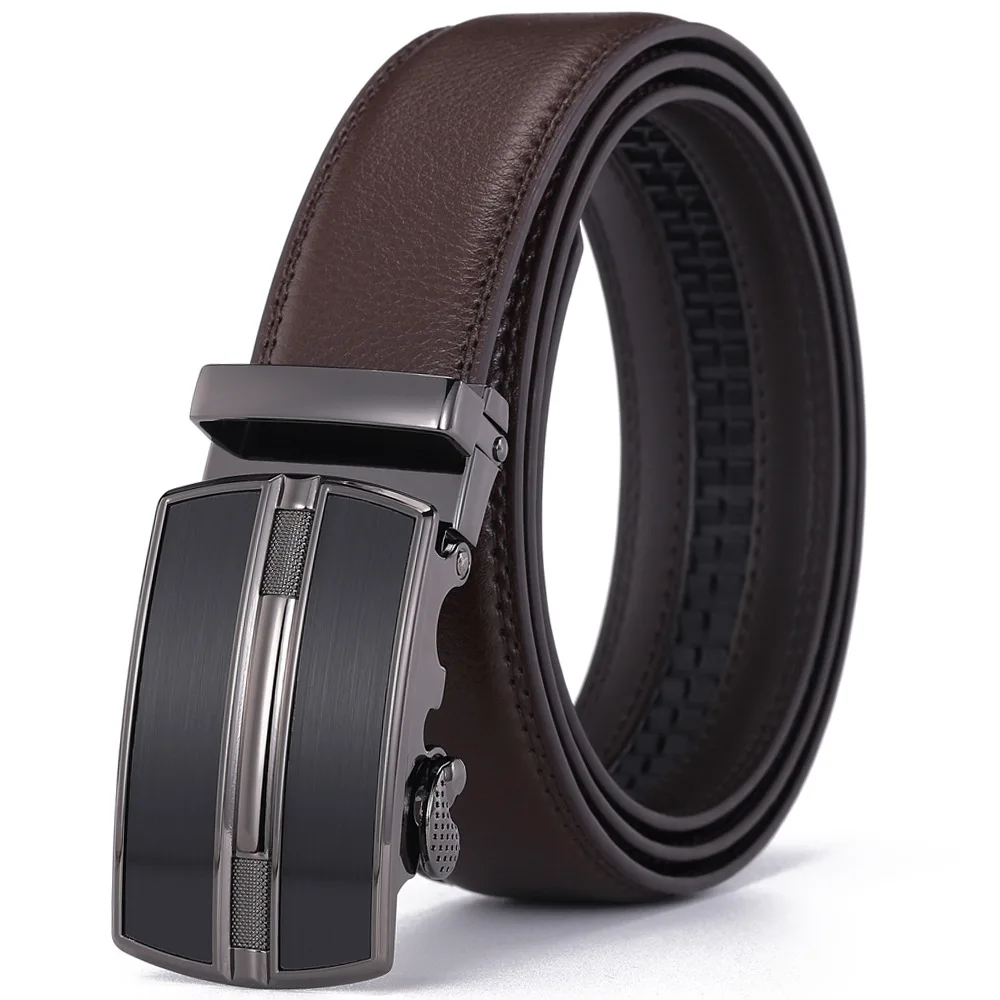 Factory Adjustable Mens Genuine Leather Automatic Buckle Belt Custom Ratchet Belt