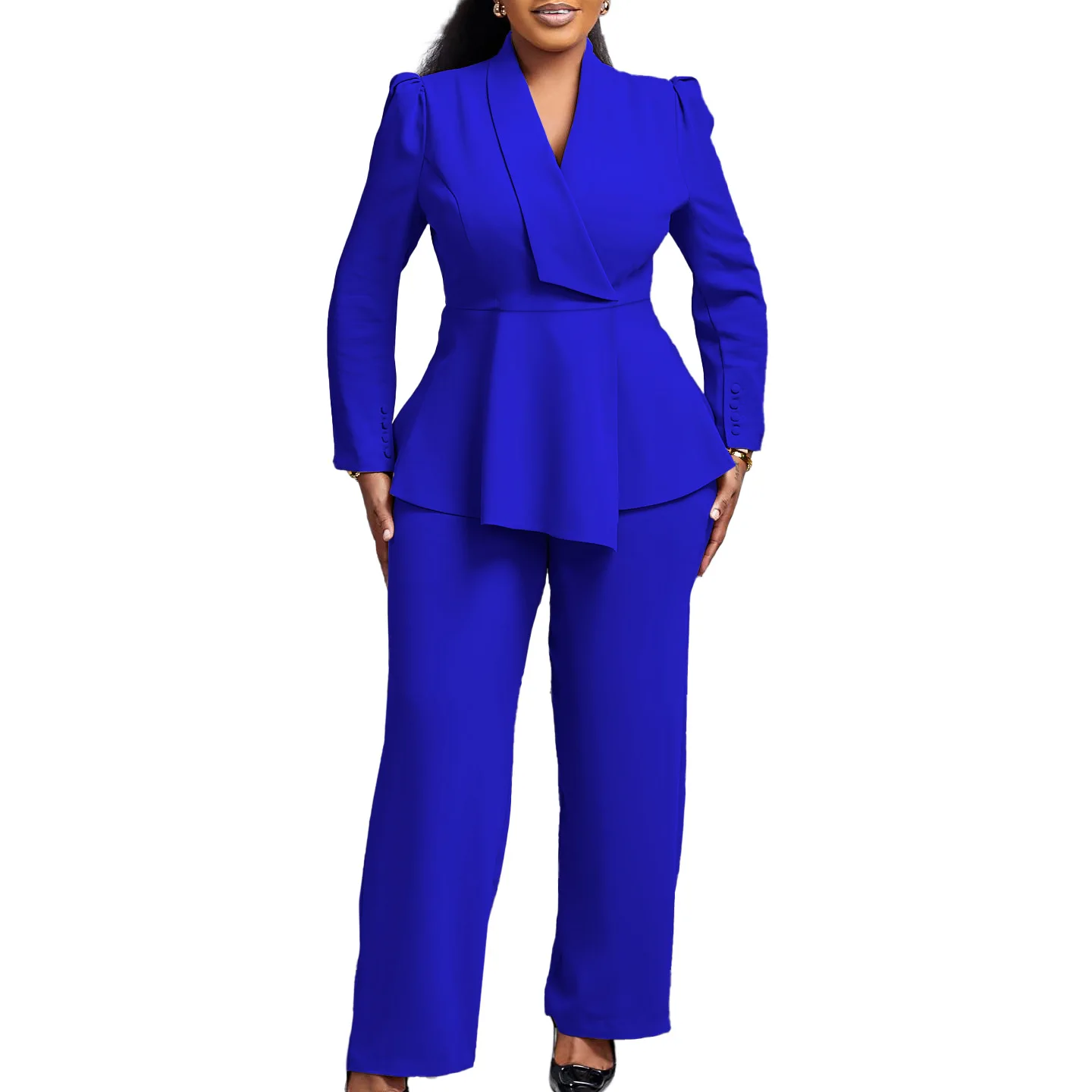 Elegant Wide Leg Pant Suit for Women - Formal Office Wear