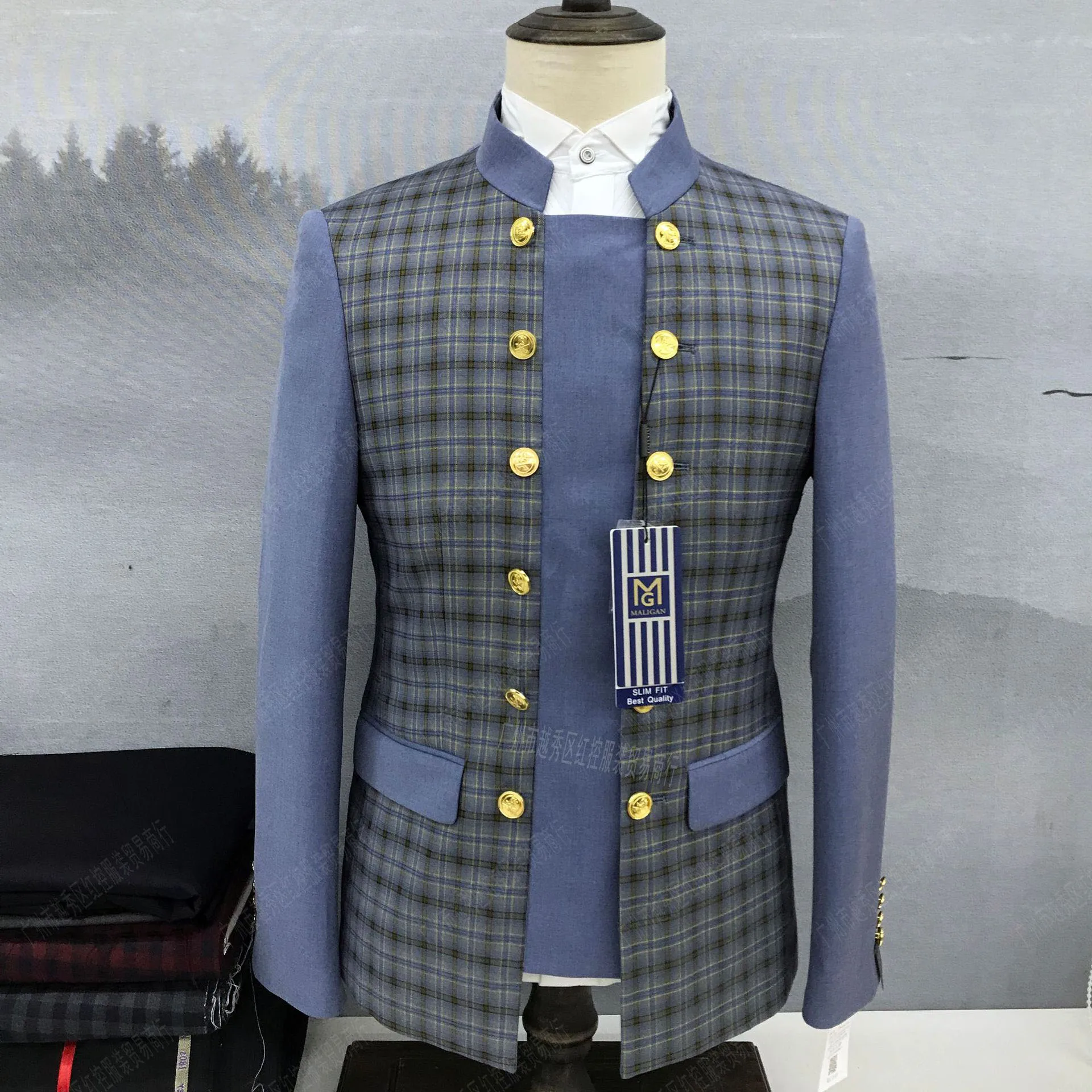 Factory Color Combination Double-breasted Men Formal Business Suit