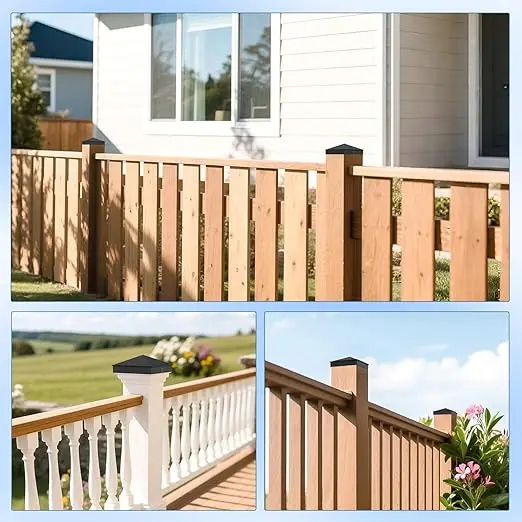 Wooden Metal Fence Post Cap with Trim Cover square Base Cover Plate for Fence Post