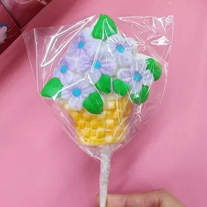 Wholesale Customized Valentine's Day Bouquet Lollipops Mint Flavored Hard Candy with Coated Pattern for Women's Day Celebration