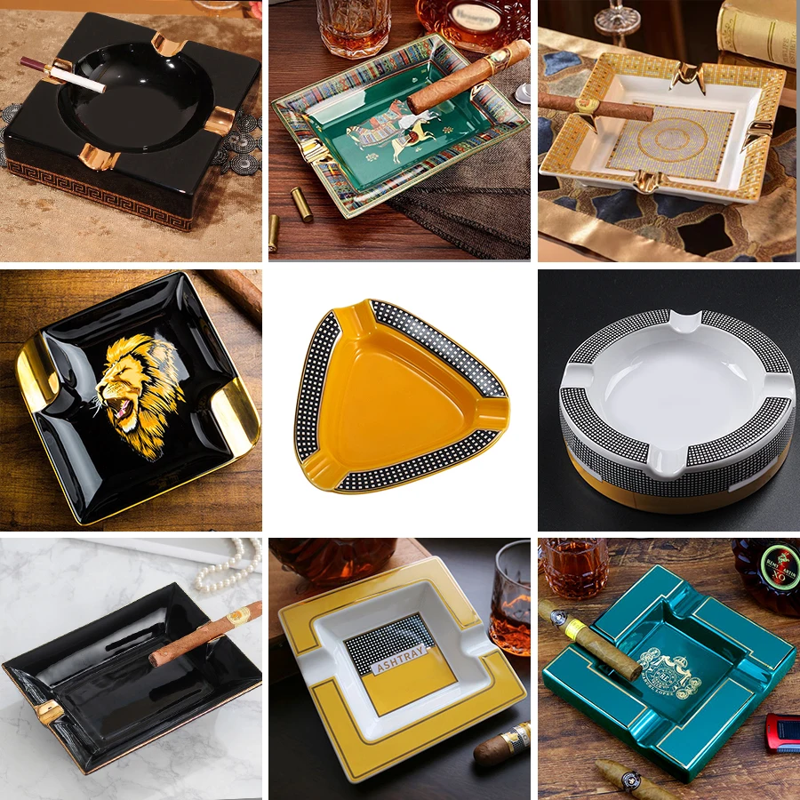 Handmade Customized Luxury Porcelain Ashtrays Personalized Black