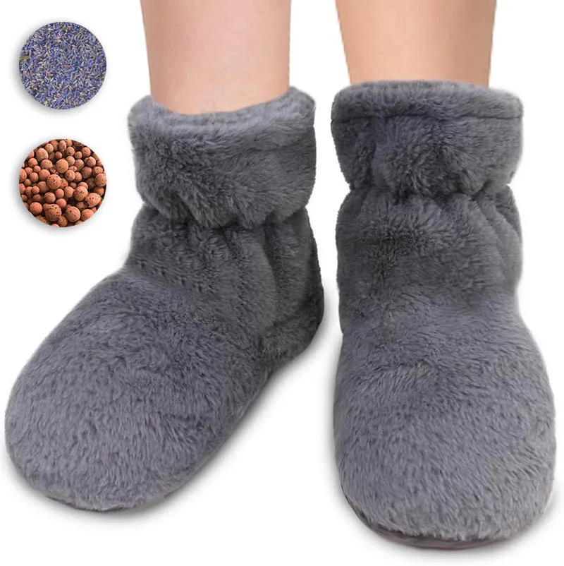 Microwavable Clay Beads Heat Pack Plush Wheat Heating Slippers