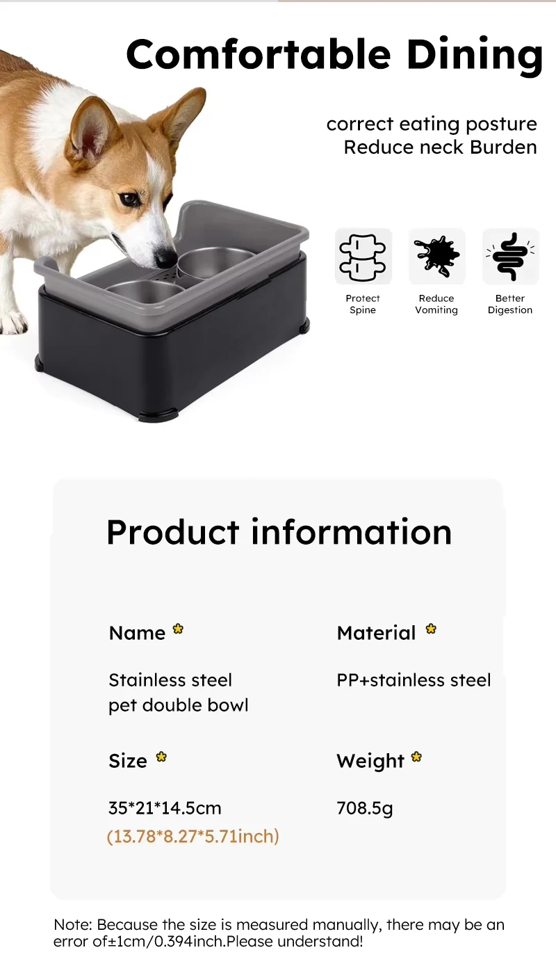 Pet Bowl Stainless Steel Dog Bowl Anti-upset Life  Pet Double Stainless Steel Cat Bowl Wholesale manufacture