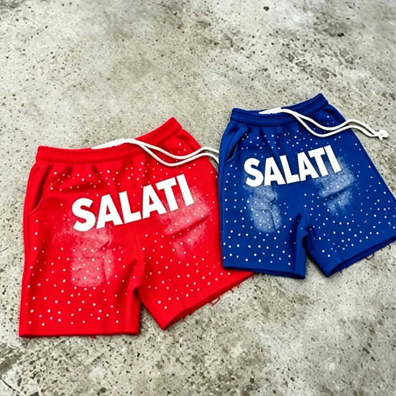 420Gsm Heavyweight Canvas Cotton Drawstring Five Point Men's High Waist Jogger Shorts Custom Foam Floral Print High End gallery 8