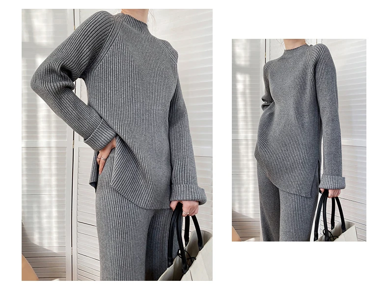 Womens Suit Knit Sweater Set Custom Designer Winter Cotton Polyester