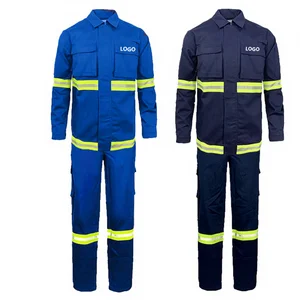 Hi Vis Safety Reflective Worker Fireproof Industrial Uniform Jumpsuit Welding Mining Construction Oil Gas Overall FR Coverall