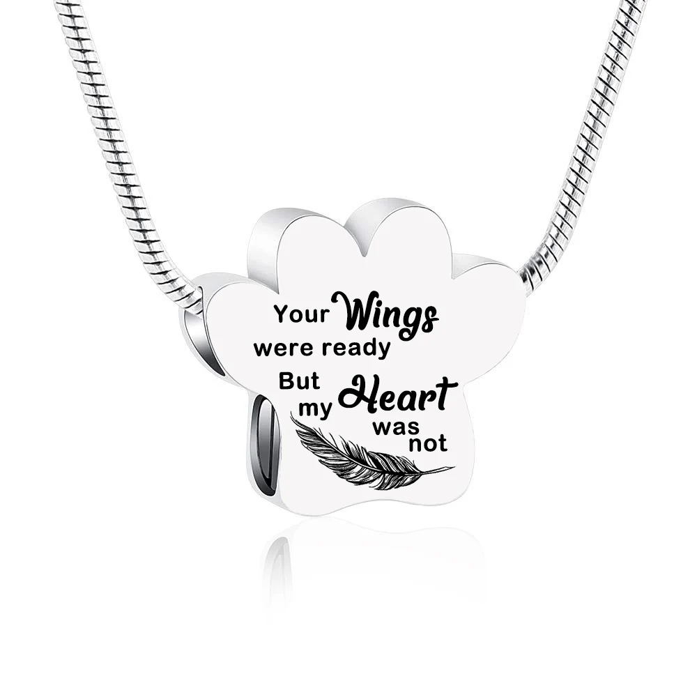 Cremation jewelry cat paw stainless steel urn necklace to commemorate pets / relatives seven styles of optional aluminum urns