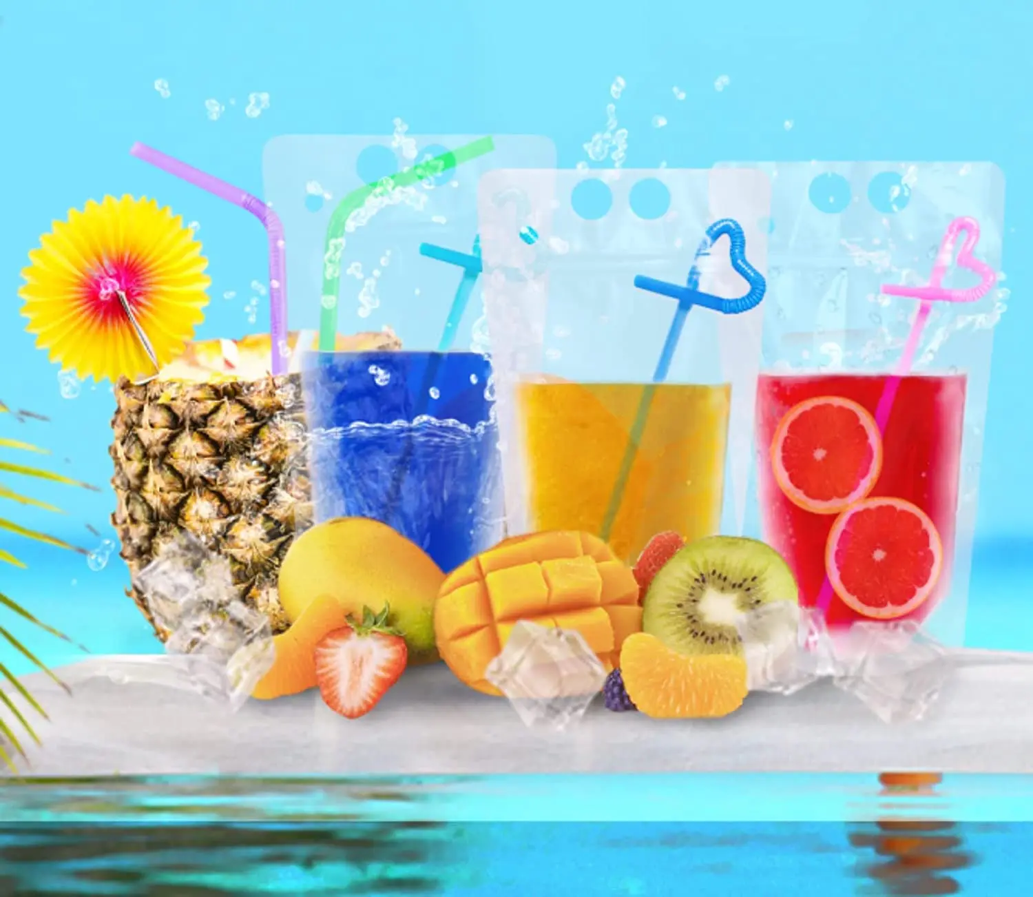 Plastic Juice Pouches With Straws Alcoholic Drink Alcohol Pouches
