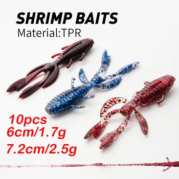 Cheery TPR Floating Water Shrimp BAIT 10pcs1.7g/6cm 2.5g/7.2cm Lure Artificial Soft Bait Bionic Ned Inverted Bass – Soft Lure – view 4