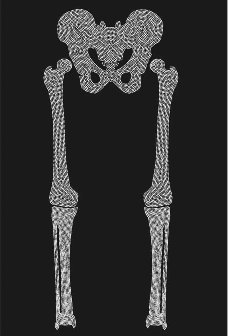 Bone Skeleton Iron on Rhinestone Transfer Designs Strass Hotfix Patches Trousers Rhinestones Motifs