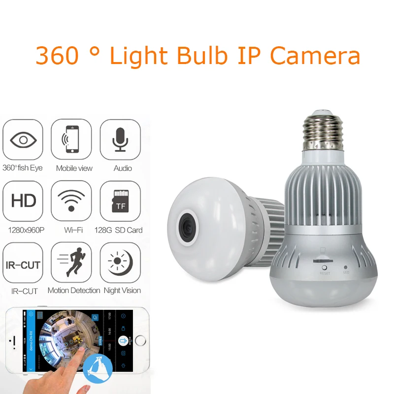 360 Degree Panoramic Security Camera Light Bulb Wifi Camera Light Bulb