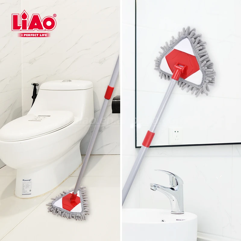 LiAo Retractable Handle Microfiber Chenille Triangle Mini duster Mop for Kids Car Home Cleaning