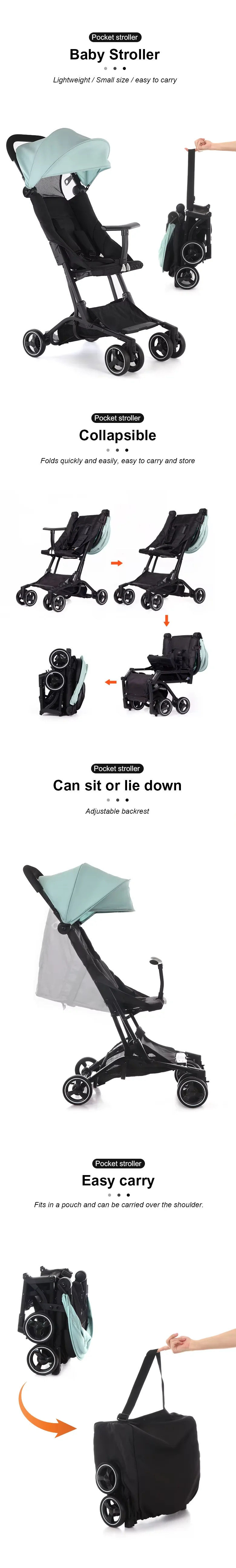 Coches Para Bebe Premium Baby Stroller Ultra Lightweight Portable Baby Push Chair Foldable Carriage