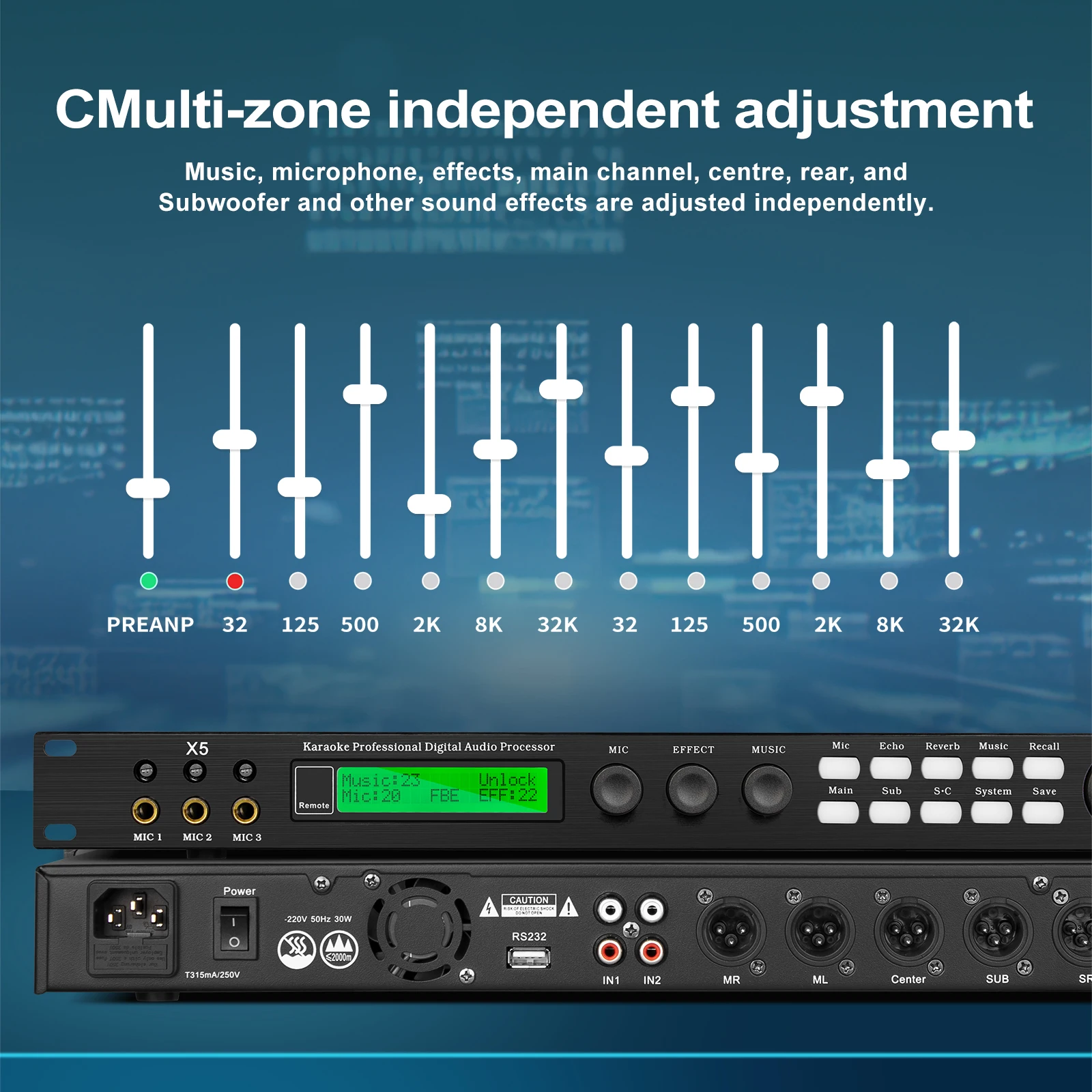 Depusheng X5 デジタルオーディオプロセッサー Depusheng OEM X5 デジタルオーディオプロセッサー KTV 用カラオケ