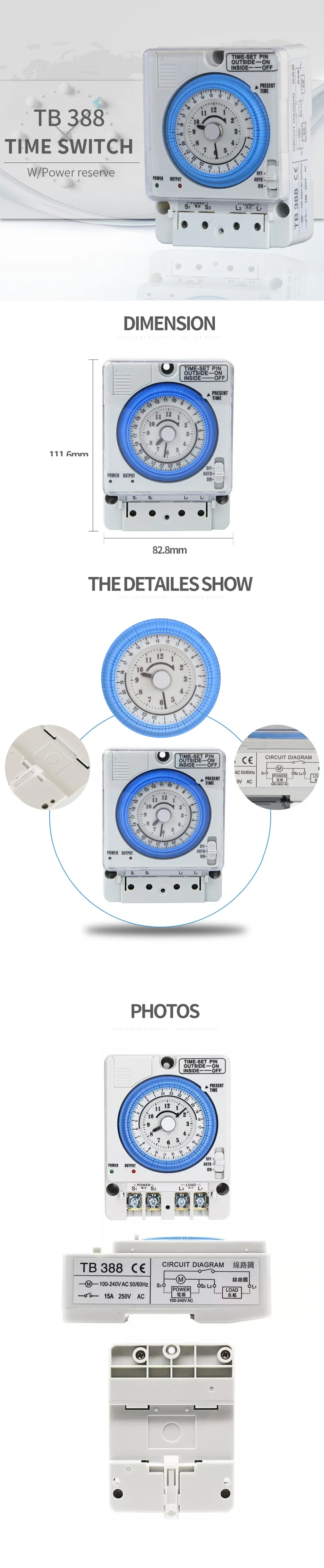 Ac220v 24hours Mechanical Rotary Switch Timer Tb388 24 Hour Mechanical