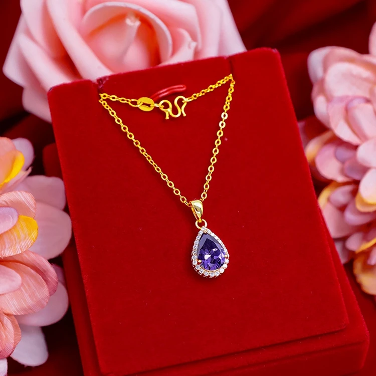 Vintage design waterdrop crystal rhinestone gold plated necklace pendant for jewelry making