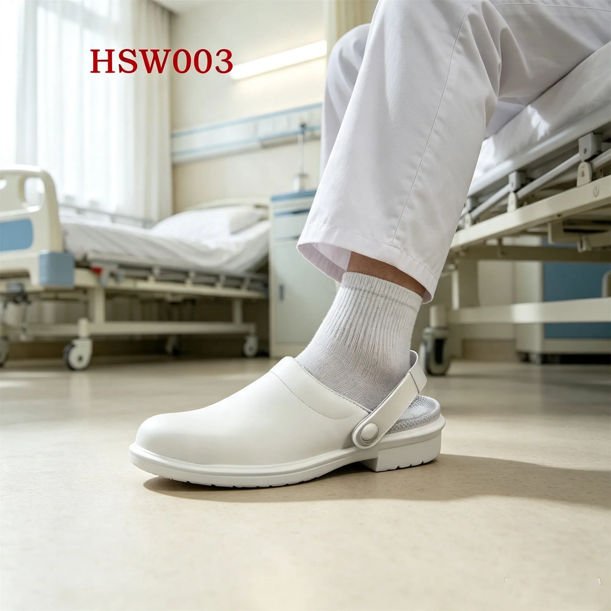 ZYF,Steel Toe Insert Black/white Safety slippers with Buckle Strap Anti-acid&alkali PU Injection Sole Hua Singh Work ClogsHSW003