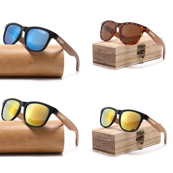 2025 Fashion Uv400 Retro Stylish Customize logo Sunglasses Mens Bamboo Wooden Shades OEM Wholesale Sunglasses