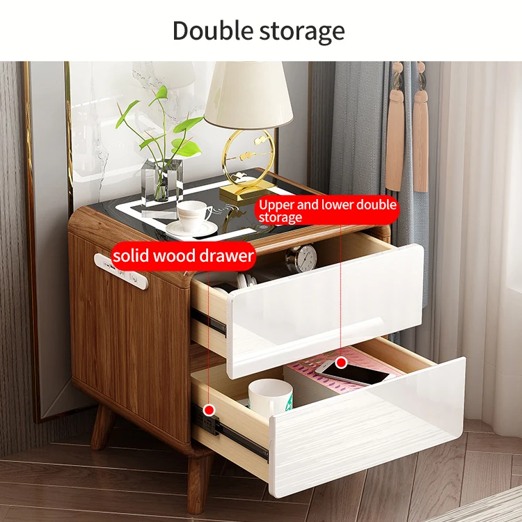 Smart Wireless Charging Bedside Table Bedside Storage Cabinet With ...