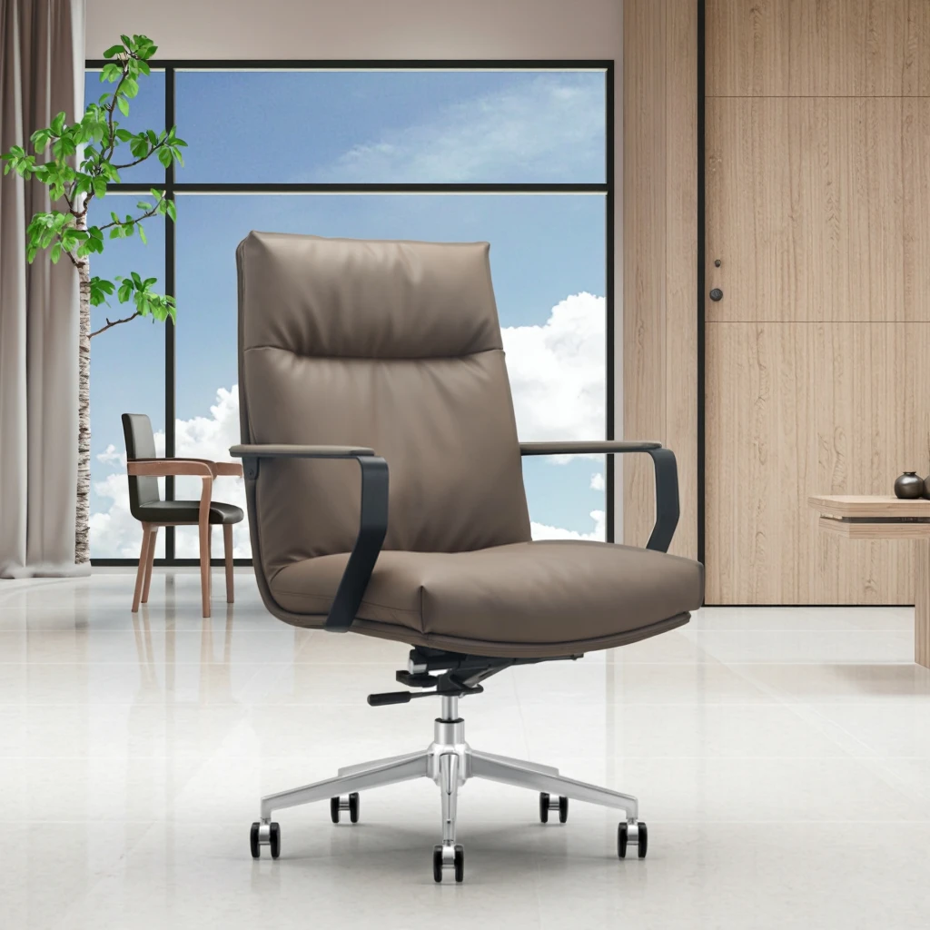 Modern Leather Ergonomic Adjustable Mid Back Executive Office Chair for Working Comfort 6