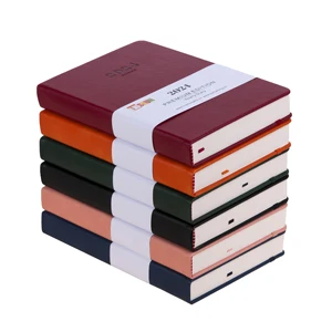 2026 2027 Wholesale A5 Planner Custom Journal Agenda Notebook Hardcover Bound PU Leather Diary Cover with CMYK Printing