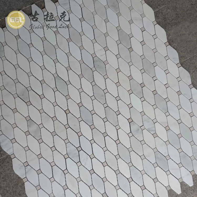 Oriental White Irregular Marble Long Octagon Shape Marble Mosaic Tile for Wall details