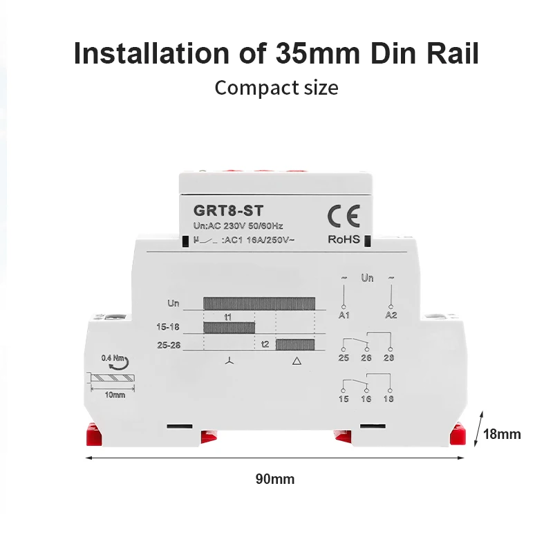 GEYA GRT8-ST SPDT Delay on Timer Star Delta Starter AC/DC 12-240V 16A Miniature PROTECTIVE Sealed Electric Time Relay