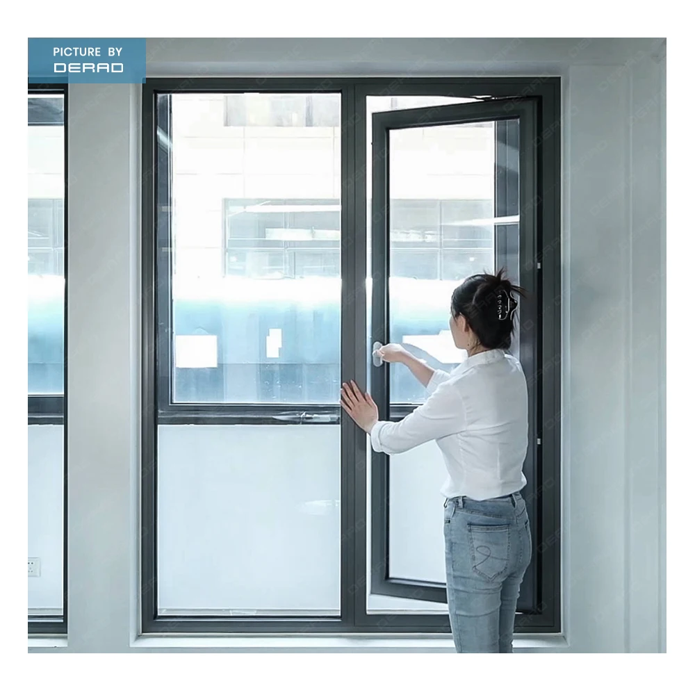 High Quality Outward Opening Glass Window Aluminum Casement Windows with Fixed Panels