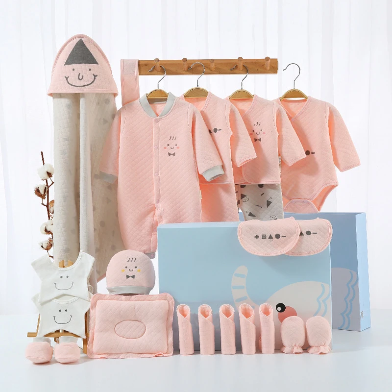 Custom Newborn Babies Gift Box Pure Cotton Clothing Sets Casual 18pcs 21pcs 23pcs New Born Baby Clothes Set In Blue